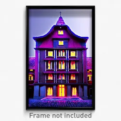 Pixel Art Poster - Unusual Swedish Architecture (8 Bit Video Game Print)