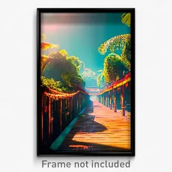 Pixel Art Poster - Narrow Exotic Area (8 Bit Psychedelic Video Game Print)