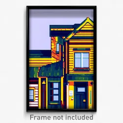 Pixel Art Poster - Gracious Shack Tenement (8 Bit Psychedelic Video Game Print)