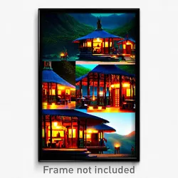 Pixel Art Poster - Harmonious Hut (8 Bit Psychedelic Trippy Video Game Print)