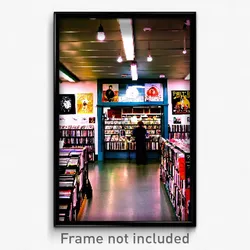 Pixel Art Poster - Outstanding Record Store (8 Bit Psychedelic Video Game Print)