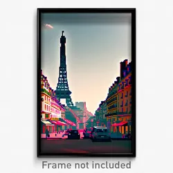 Pixel Art Poster - Squiggly Paris (8 Bit Psychedelic Trippy Video Game Print)