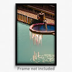 Pixel Art Poster - Drab Watering Hole (8 Bit Psychedelic Video Game Print)