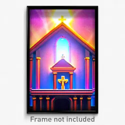 Pixel Art Poster - Cute Tabernacle (8 Bit Psychedelic Trippy Video Game Print)