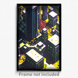 Pixel Art Poster - Rough Metropolis (8 Bit Psychedelic Trippy Video Game Print)