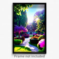 Pixel Art Poster - Impressive Garden (8 Bit Psychedelic Trippy Video Game Print)