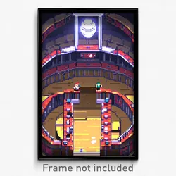 Pixel Art Poster - Puzzling Arena (8 Bit Psychedelic Trippy Video Game Print)