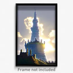 Pixel Art Poster - Colossal Tower (8 Bit Psychedelic Trippy Video Game Print)