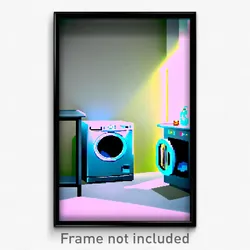 Pixel Art Poster - Small Washing Machine (8 Bit Psychedelic Video Game Print)