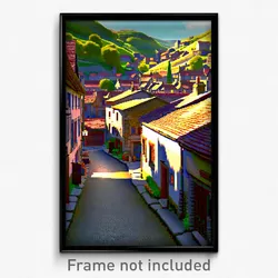 Pixel Art Poster - Narrow Hamlet (8 Bit Psychedelic Trippy Video Game Print)