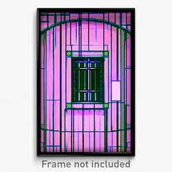 Pixel Art Poster - Digital Wire Frame Window (8 Bit Video Game Print)