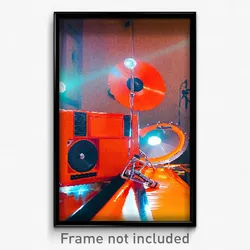 Pixel Art Poster - Orange Vinyl (8 Bit Psychedelic Trippy Video Game Print)