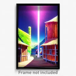 Pixel Art Poster - Anime Like Granary (8 Bit Psychedelic Video Game Print)