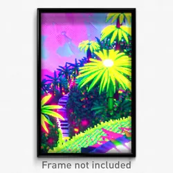 Pixel Art Poster - Glitchy Garden (8 Bit Psychedelic Trippy Video Game Print)