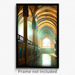Pixel Art Poster - Imaginative Monastery (8 Bit Psychedelic Video Game Print)