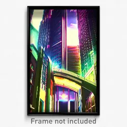 Pixel Art Poster - Energetic Anime Architecture (8 Bit Video Game Print)