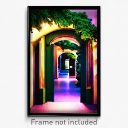 Pixel Art Poster - Evergreen Entrance (8 Bit Psychedelic Video Game Print)