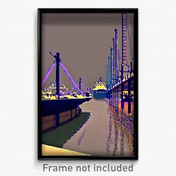 Pixel Art Poster - Gargantuan Shipyard (8 Bit Psychedelic Video Game Print)