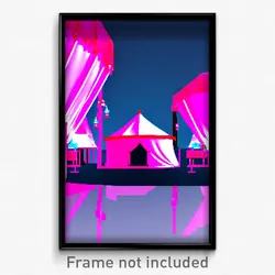 Pixel Art Poster - Pink Tent (8 Bit Psychedelic Trippy Weird Video Game Print)