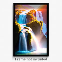 Pixel Art Poster - Gracious Waterfall (8 Bit Psychedelic Video Game Print)