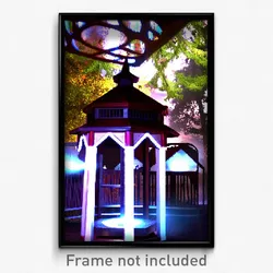 Pixel Art Poster - Haunted Gazebo (8 Bit Psychedelic Trippy Video Game Print)