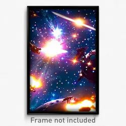 Pixel Art Poster - Wild Galaxy Battle (8 Bit Psychedelic Video Game Print)
