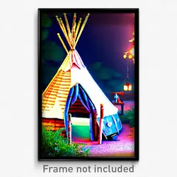 Pixel Art Poster - Quaint Tepee (8 Bit Psychedelic Trippy Video Game Print)