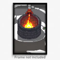 Pixel Art Poster - Puzzling Furnace (8 Bit Psychedelic Trippy Video Game Print)