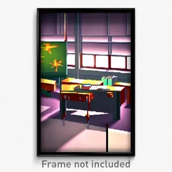 Pixel Art Poster - Warlike Classroom (8 Bit Psychedelic Trippy Video Game Print)