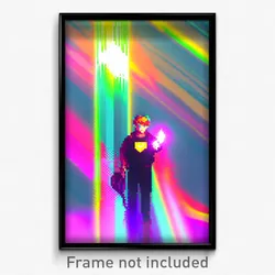 Pixel Art Poster - Glitch Art Glen (8 Bit Psychedelic Trippy Video Game Print)