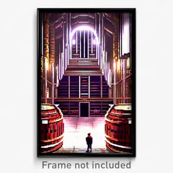 Pixel Art Poster - Colossal Cellar (8 Bit Psychedelic Trippy Video Game Print)