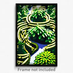 Pixel Art Poster - Evergreen Maze (8 Bit Psychedelic Trippy Video Game Print)