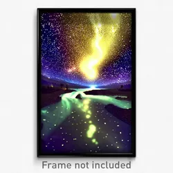 Pixel Art Poster - Starry Stream (8 Bit Psychedelic Trippy Video Game Print)