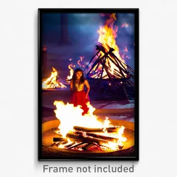 Pixel Art Poster - Lavish Bonfire (8 Bit Psychedelic Trippy Video Game Print)