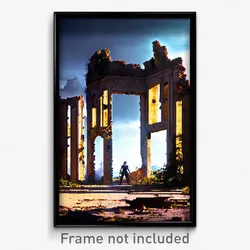 Pixel Art Poster - Frightening Ruin (8 Bit Psychedelic Trippy Video Game Print)
