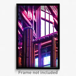 Pixel Art Poster - Damp Anime Architecture (8 Bit Psychedelic Video Game Print)