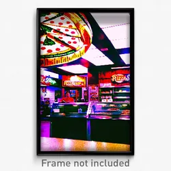 Pixel Art Poster - Incredible Pizza Shop (8 Bit Psychedelic Video Game Print)
