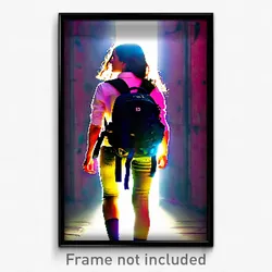 Pixel Art Poster - Narrow Backpack (8 Bit Psychedelic Trippy Video Game Print)
