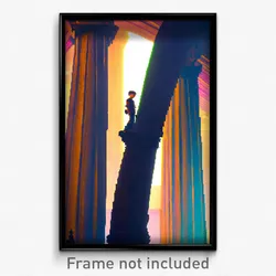 Pixel Art Poster - Jaw Dropping Pillar (8 Bit Psychedelic Video Game Print)