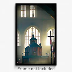 Pixel Art Poster - Dangerous Church (8 Bit Psychedelic Trippy Video Game Print)