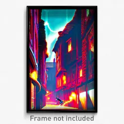 Pixel Art Poster - Thunderous Mews (8 Bit Psychedelic Trippy Video Game Print)