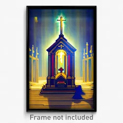 Pixel Art Poster - Puzzling Tabernacle (8 Bit Psychedelic Video Game Print)