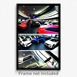 Pixel Art Poster - Vibrating Car Dealership (8 Bit Psychedelic Video Game Print)
