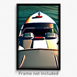 Pixel Art Poster - Realistic Boat (8 Bit Psychedelic Trippy Video Game Print)