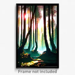 Pixel Art Poster - Flawless Forest (8 Bit Psychedelic Trippy Video Game Print)