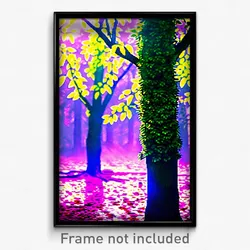 Pixel Art Poster - Leafy Copse (8 Bit Psychedelic Trippy Weird Video Game Print)