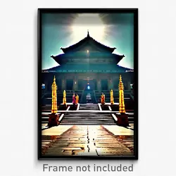 Pixel Art Poster - Harmonious Temple (8 Bit Psychedelic Trippy Video Game Print)