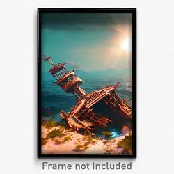 Pixel Art Poster - Unimaginable Sea Wreck (8 Bit Psychedelic Video Game Print)