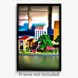Pixel Art Poster - Miniature Campus (8 Bit Psychedelic Trippy Video Game Print)