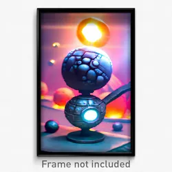 Pixel Art Poster - Spherical Mine (8 Bit Psychedelic Trippy Video Game Print)